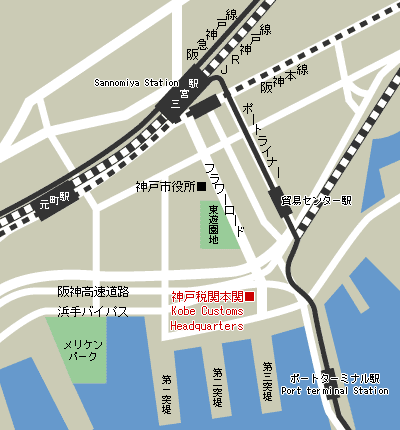 Map of Kobe Customs Headquarters