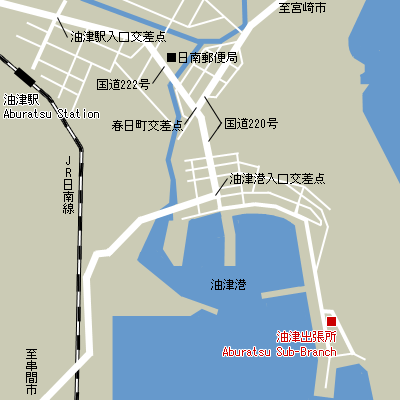 Map of Aburatsu Sub-Branch Customs