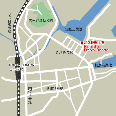 Map of Hososhima Branch Customs