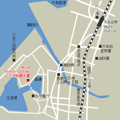 Map of Miike Branch Customs
