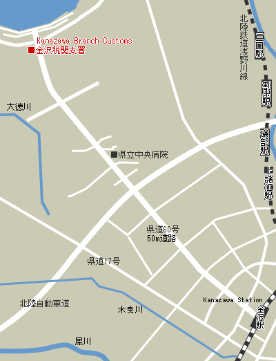 Map of Kanazawa Branch Customs