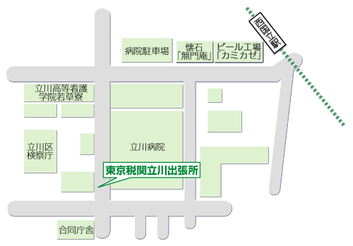 Map of Tachikawa Sub-Branch Customs