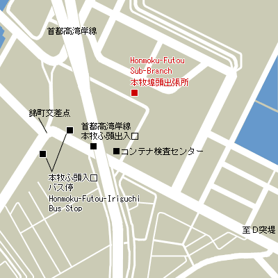 Map of Honmoku Pier Sub-branch Customs
