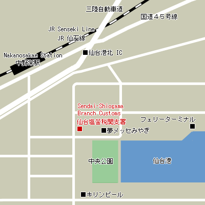Map of Sendai-Shiogama Branch Customs