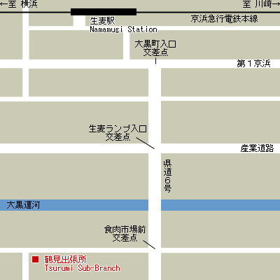Map of Tsurumi Sub-branch Customs