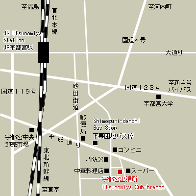 Map of Utsunomiya Sub-branch Customs