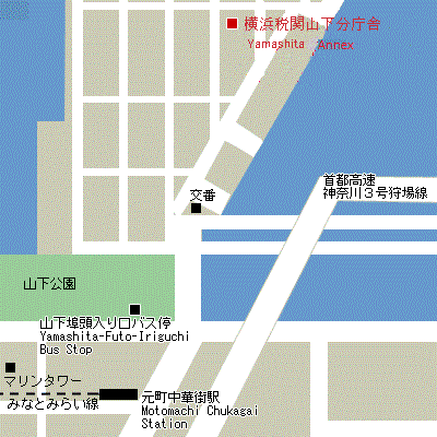 Map of Yamashita Pier Sub-branch Customs