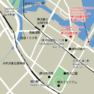 Map of Yokohama Customs Headquarters