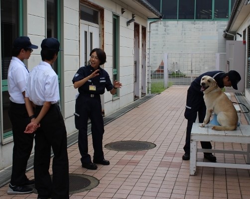 見学の様子 関西空港税関支署 泉佐野市立佐野中学校に対し税関職業体験学習を実施