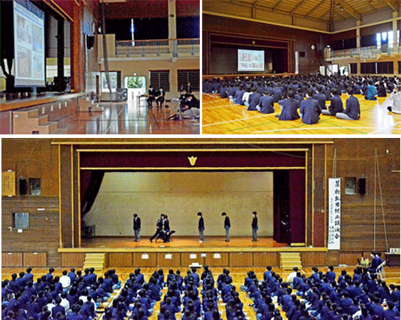 浦添高等学校での講義の様子