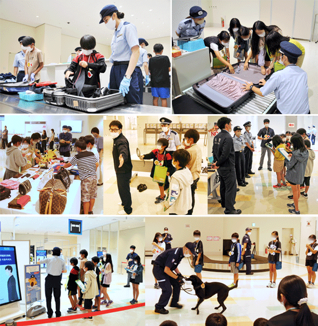 那覇空港税関支署でのお仕事体験の様子