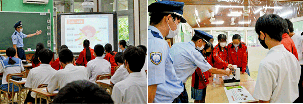 南風原中学校での講義様子