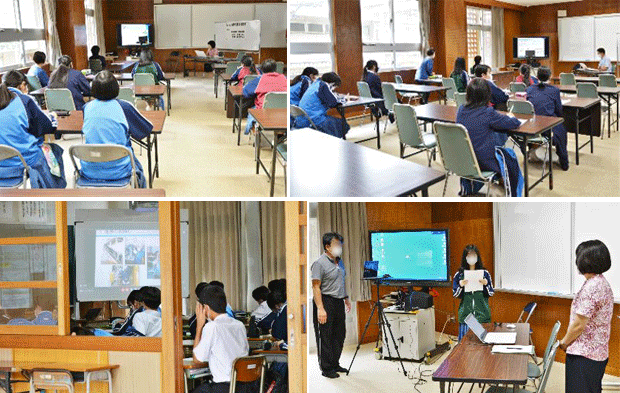 兼城中学校での講義様子