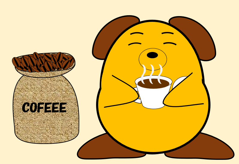 コーヒー飲んで一息ついているカスタム君