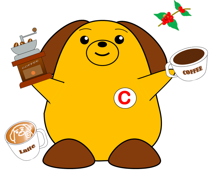 コーヒーを楽しんでいるカスタム君